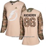 Camiseta Hockey Mujer Tampa Bay Lightning 86 Nikita Kucherov Autentico 2017 Veterans Day Stitched Camuflaje