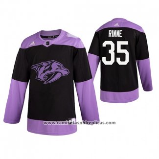 Camiseta Hockey Nashville Predators Pekka Rinne Fights Cancer Negro