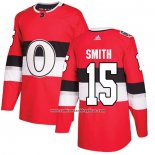 Camiseta Hockey Ottawa Senators 15 Zack Smith Autentico 2017 100 Classic Rojo