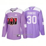 Camiseta Hockey Ottawa Senators 30 Andrew Hammond Autentico Hockey Fights Cancer 2018 Violeta