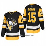 Camiseta Hockey Pittsburgh Penguins 15 Riley Sheahan Primera Autentico Jugador Negro