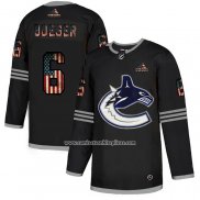 Camiseta Hockey Vancouver Canucks Brock Boeser 2020 USA Flag Negro2