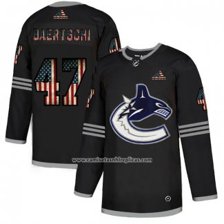 Camiseta Hockey Vancouver Canucks Sven Baertschi 2020 USA Flag Negro2