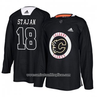 Camiseta Hockey Calgary Flames Matt Stajan New Season Practice Negro