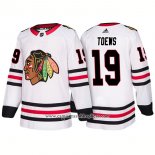 Camiseta Hockey Chicago Blackhawks 19 Jonathan Toews Segunda 2018 Blanco