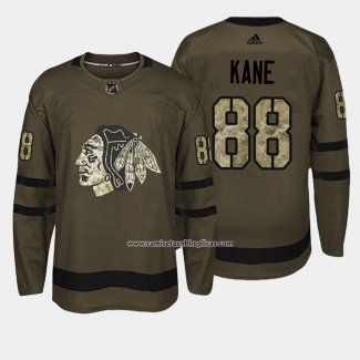 Camiseta Hockey Chicago Blackhawks 88 Patrick Kane Verde Salute To Service