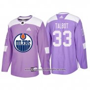 Camiseta Hockey Edmonton Oilers Cam Talbot Hockey Fights Cancer Violeta