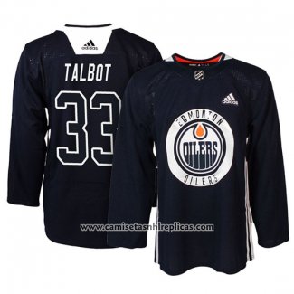 Camiseta Hockey Edmonton Oilers Cam Talbot New Season Practice Azul