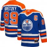 Camiseta Hockey Edmonton Oilers Wayne Gretzky Mitchell & Ness Big & Tall 1986 Captain Patch Blue Line Azul