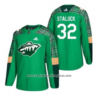 Camiseta Hockey Minnesota Wild Alex Stalock 2018 St. Patrick's Day Verde