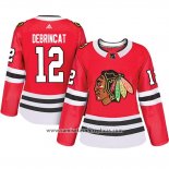 Camiseta Hockey Mujer Chicago Blackhawks 12 Alex Debrincat Adizero Jugador Primera Rojo