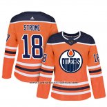 Camiseta Hockey Mujer Edmonton Oilers 18 Ryan Strome Adizero Jugador Primera Naranja