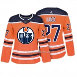 Camiseta Hockey Mujer Edmonton Oilers 27 Milan Lucic Autentico Jugador Naranja