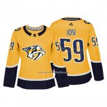 Camiseta Hockey Mujer Nashville Predators 59 Roman Josi Autentico Jugador Amarillo