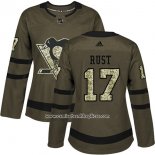 Camiseta Hockey Mujer Pittsburgh Penguins 62 Bryan Rust Salute To Service 2018 Verde