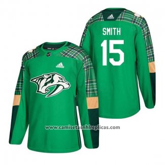 Camiseta Hockey Nashville Predators Craig Smith 2018 St. Patrick's Day Verde