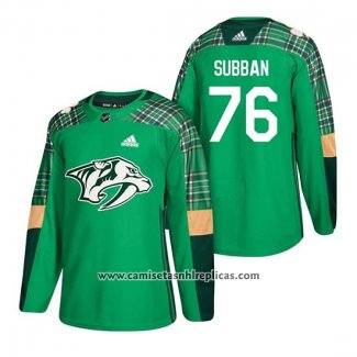 Camiseta Hockey Nashville Predators P.k. Subban 2018 St. Patrick's Day Verde