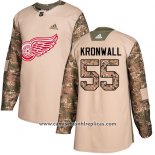 Camiseta Hockey Nino Detroit Red Wings 55 Niklas Kronwall Camuflaje Autentico 2017 Veterans Day Stitched