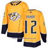 Camiseta Hockey Nino Nashville Predators 12 Mike Fisher Amarillo Primera Autentico Stitched