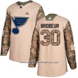 Camiseta Hockey Nino St. Louis Blues 30 Martin Brodeur Camuflaje Autentico 2017 Veterans Day Stitched