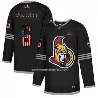 Camiseta Hockey Ottawa Senators Chris Wideman 2020 USA Flag Negro2