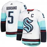 Camiseta Hockey Seattle Kraken Mark Giordano Captain Segunda Autentico Pro Blanco