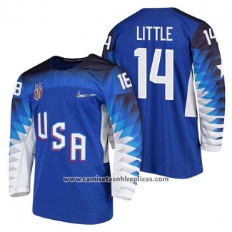 Camiseta Hockey USA Broc Little Azul 2018 Olympic