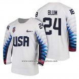 Camiseta Hockey USA Jonathon Blum 2018 Olympic Blanco