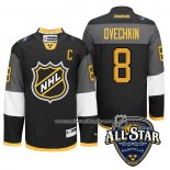 Camiseta Hockey Washington Capitals 8 Alex Ovechkin Captain 2016 All Star Negro