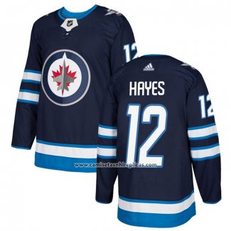 Camiseta Hockey Winnipeg Jets 12 Kevin Hayes Primera Autentico Azul