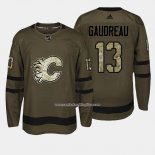 Camiseta Hockey Calgary Flames 13 Johnny Gaudreau Verde Salute To Service