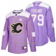 Camiseta Hockey Calgary Flames Micheal Ferland Hockey Fights Cancer Violeta