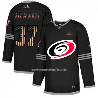 Camiseta Hockey Carolina Hurricanes Svechnikov 2020 USA Flag Negro