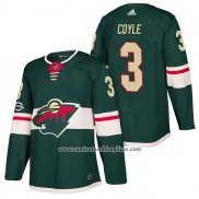 Camiseta Hockey Minnesota Wild 3 Charlie Coyle Autentico Primera 2018 Verde