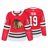 Camiseta Hockey Mujer Chicago Blackhawks 19 Jonathan Toews Autentico Jugador Rojo