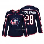 Camiseta Hockey Mujer Columbus Blue Jackets 28 Oliver Bjorkstrand Autentico Jugador Azul