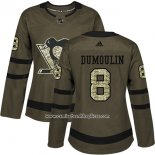 Camiseta Hockey Mujer Pittsburgh Penguins 8 Brian Dumoulin Salute To Service 2018 Verde