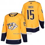 Camiseta Hockey Nashville Predators 15 Craig Smith Autentico Primera 2018 Amarillo