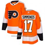 Camiseta Hockey Philadelphia Flyers 17 Wayne Simmonds Naranja Primera Autentico Stitched