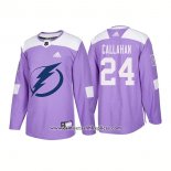 Camiseta Hockey Tampa Bay Lightning 24 Ryan Callahan Autentico Hockey Fights Cancer 2018 Violeta