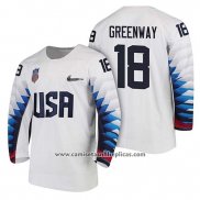 Camiseta Hockey USA Jordan Greenway 2018 Olympic Blanco