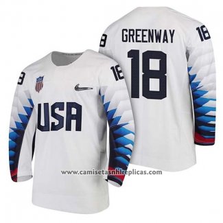 Camiseta Hockey USA Jordan Greenway 2018 Olympic Blanco