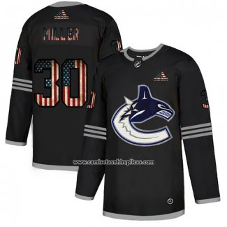 Camiseta Hockey Vancouver Canucks Ryan Miller 2020 USA Flag Negro2