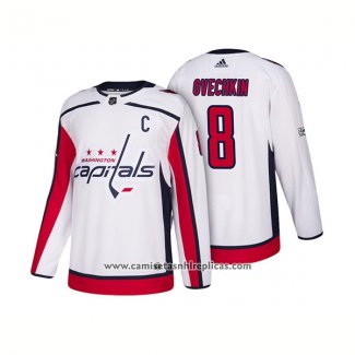 Camiseta Hockey Washington Capitals 8 Alex Ovechkin Centennial Patch 2018 Blanco