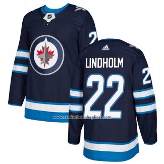 Camiseta Hockey Winnipeg Jets 22 Par Lindholm Primera Autentico Azul