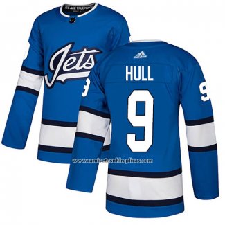 Camiseta Hockey Winnipeg Jets 9 Bobby Hull Alterno Autentico Azul