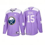 Camiseta Hockey Buffalo Sabres 15 Jack Eichel Autentico 2018 Fights Cancer Violeta