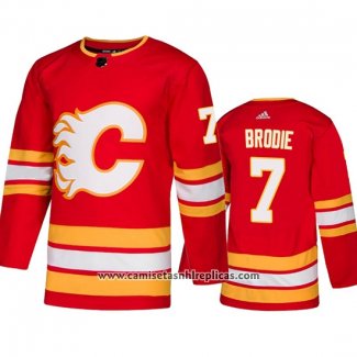 Camiseta Hockey Calgary Flames Tj Brodie Alternato Autentico Rojo