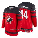 Camiseta Hockey Canada Cole Fonstad 2018 IIHF World Championship Jugador Rojo