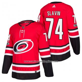 Camiseta Hockey Carolina Hurricanes 74 Jaccob Slavin Primera Autentico 2018 Rojo